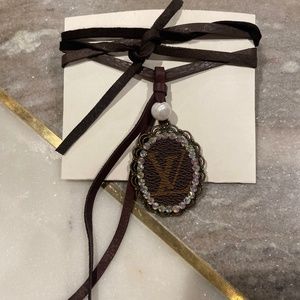 Upcycled louis Leather bolero necklace